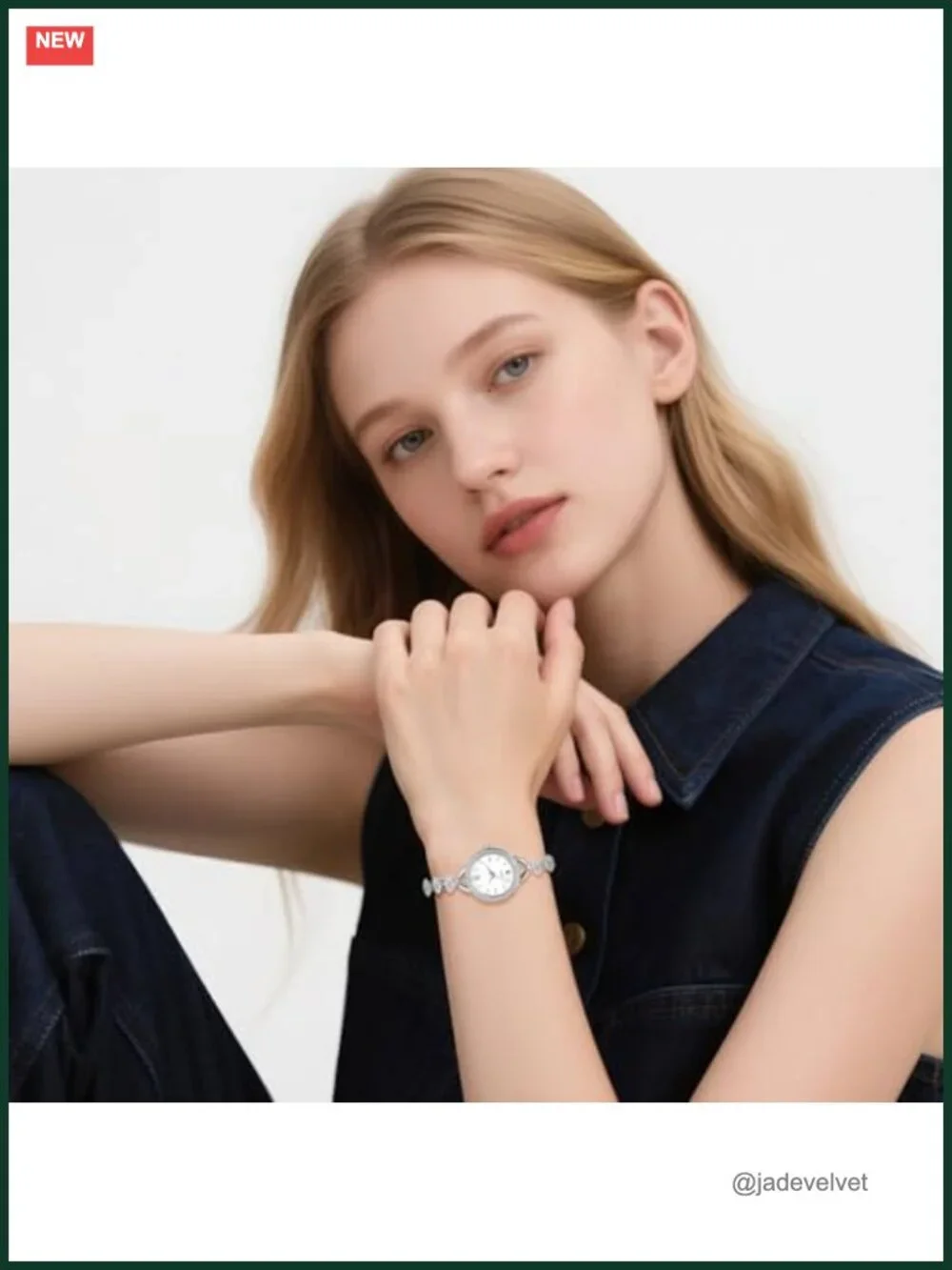 Women's Slim Strap Rhinestone Analog Quartz Bracelet Watch